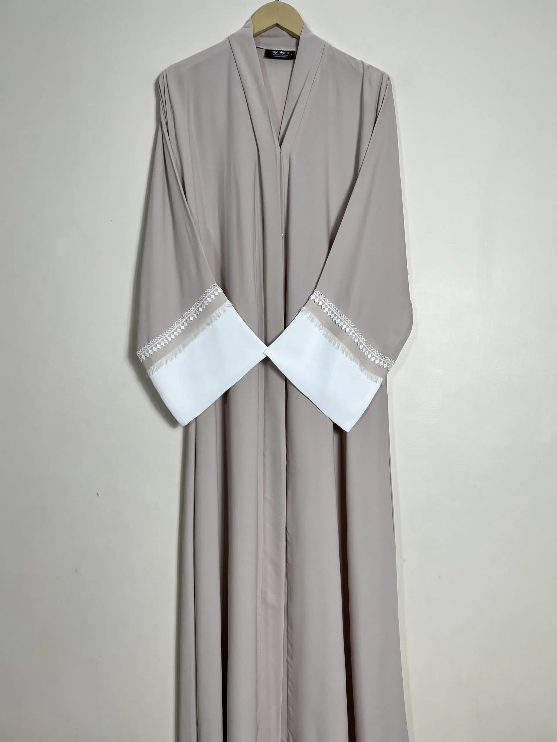Beige - Fray Border Luxe Abaya HJ0947